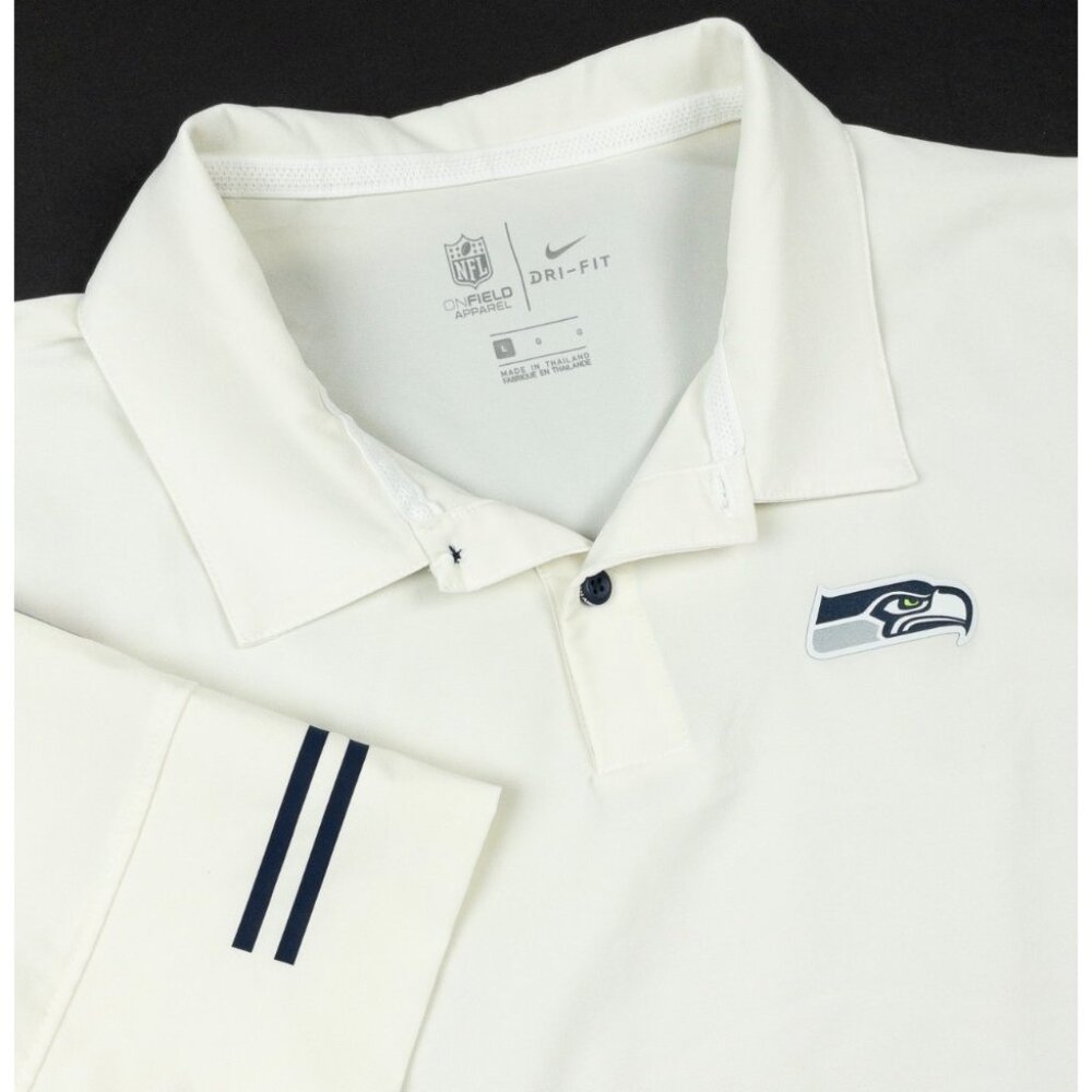 Seattle Seahawks Nike OnField Polo Shirt Men's Large White NFL Dri-Fit Coach